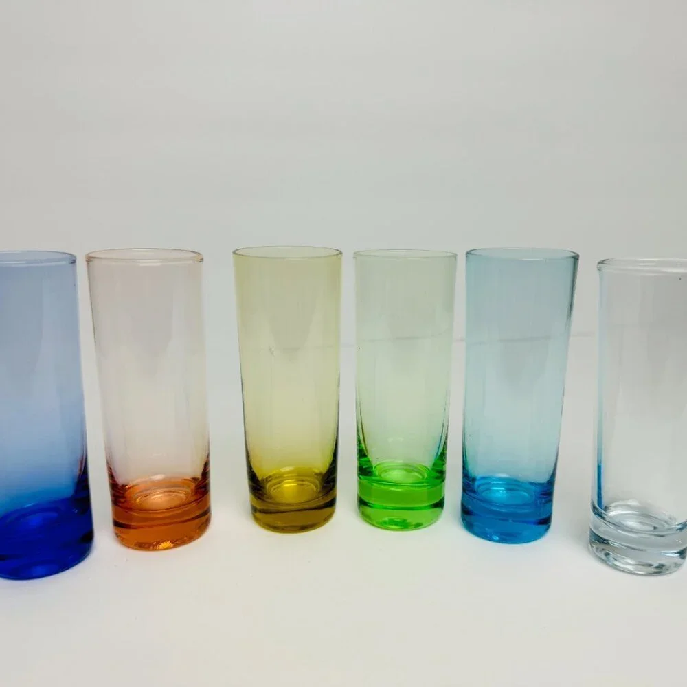 Vintage Set of 6  Shot Glasses Multi Colors 4.25